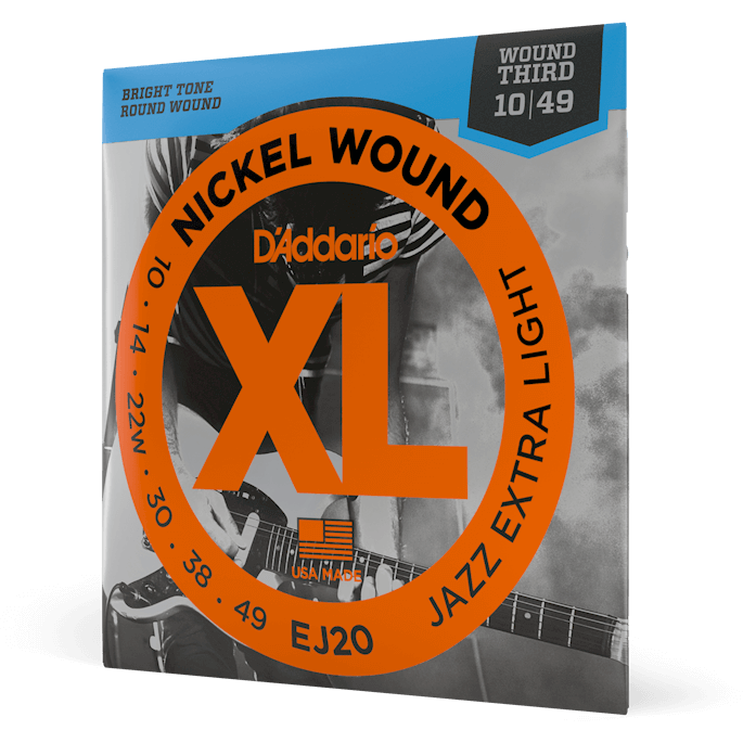 D'Addario XL Nickel Wound Electric Guitar Strings – Jazz Extra Light – 10-49