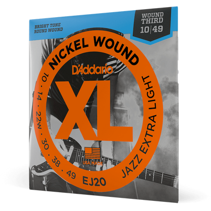 D'Addario XL Nickel Wound Electric Guitar Strings – Jazz Extra Light – 10-49