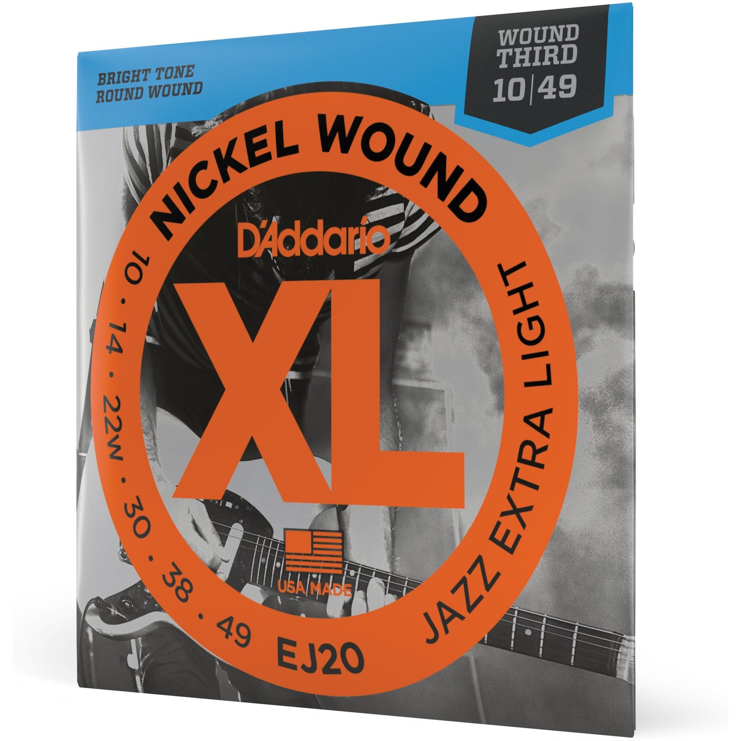 D'Addario EJ20 Nickel Wound Electric Guitar Strings, Jazz Extra Light, 10-49