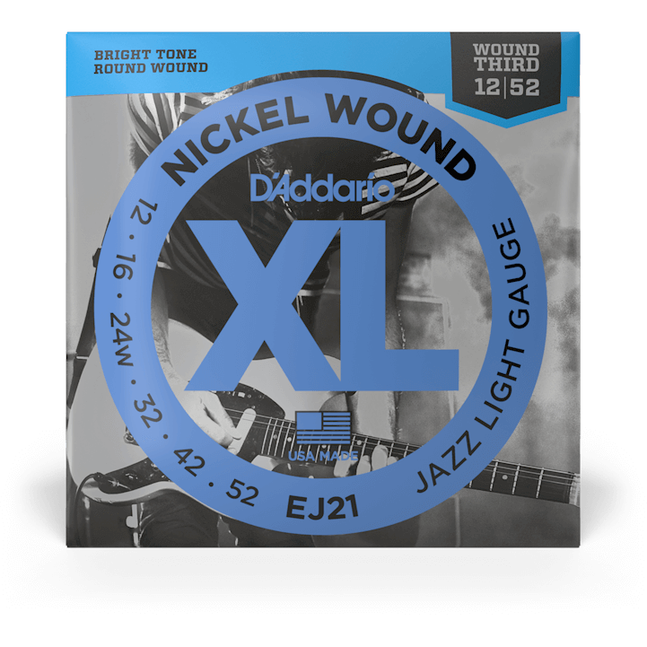 D'Addario XL Nickel Wound Electric Guitar Strings – Jazz Light – 12-52