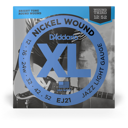 D'Addario XL Nickel Wound Electric Guitar Strings – Jazz Light – 12-52