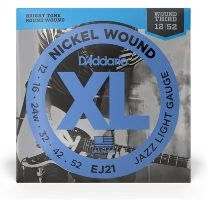 D'Addario EJ21 Nickel Wound Electric Guitar Strings, Jazz Light, 12-52