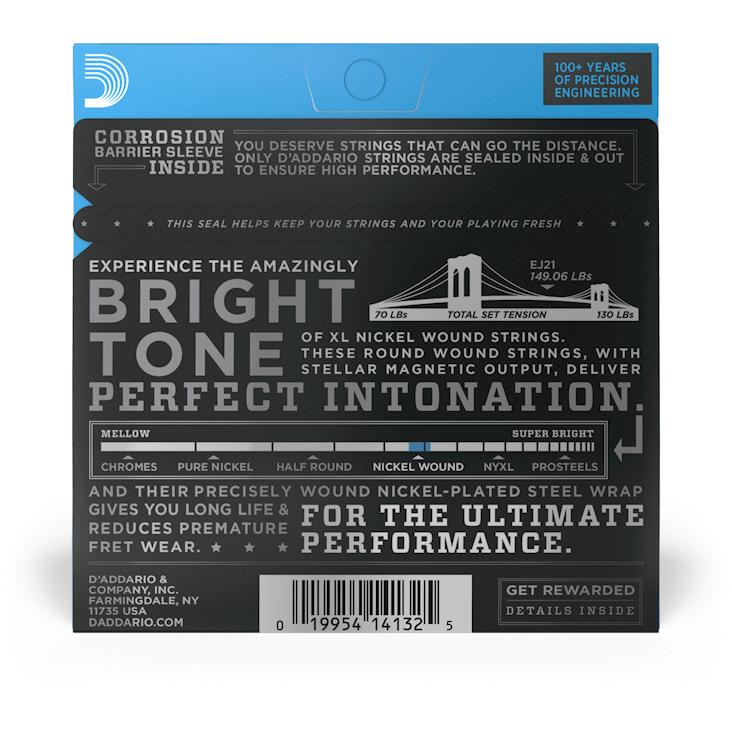 D'Addario XL Nickel Wound Electric Guitar Strings – Jazz Light – 12-52