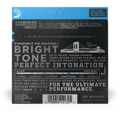 D'Addario XL Nickel Wound Electric Guitar Strings – Jazz Light – 12-52