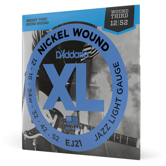 D'Addario XL Nickel Wound Electric Guitar Strings – Jazz Light – 12-52