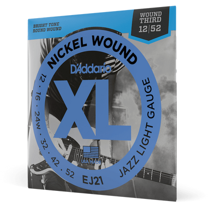 D'Addario XL Nickel Wound Electric Guitar Strings – Jazz Light – 12-52