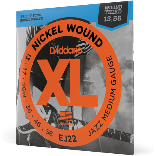 D'Addario EJ22 Nickel Wound Electric Guitar Strings, Jazz Medium, 13-56