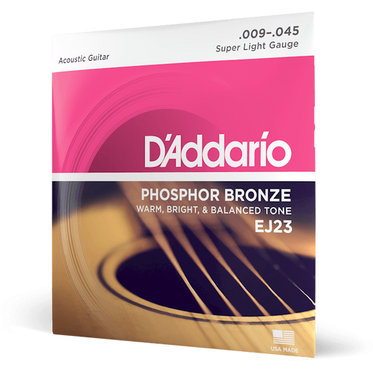 D'Addario Phosphor Bronze Acoustic Guitar Strings – Super Light – 9-45