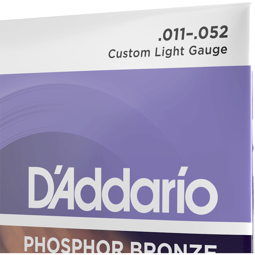 D'Addario Phosphor Bronze Acoustic Guitar Strings – Custom Light – 11-52