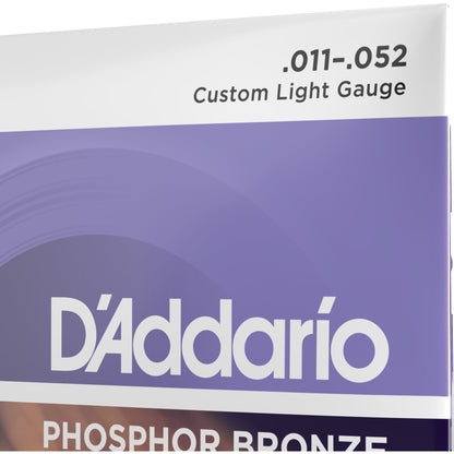 D'Addario EJ26 Phosphor Bronze Acoustic Guitar Strings, Custom Light, 11-52