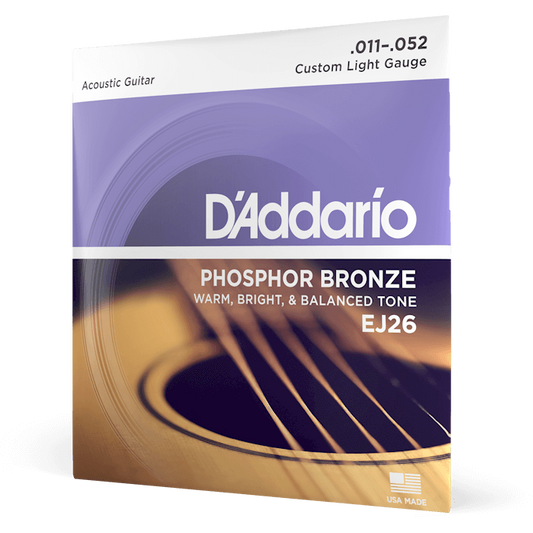 D'Addario Phosphor Bronze Acoustic Guitar Strings – Custom Light – 11-52