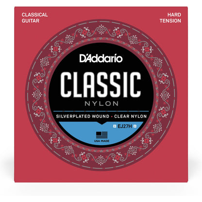 D'Addario EJ27H Student Nylon Classical Guitar Strings, Hard Tension