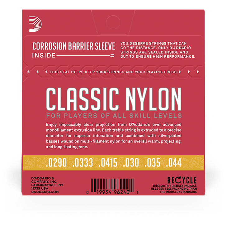 D'Addario 3/4 Student Nylon Fractional Classical Guitar Strings – Normal Tension