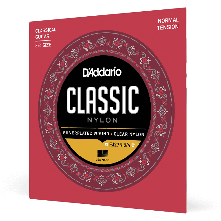 D'Addario 3/4 Student Nylon Fractional Classical Guitar Strings – Normal Tension