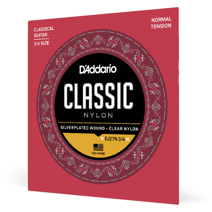 D'Addario 3/4 Student Nylon Fractional Classical Guitar Strings – Normal Tension