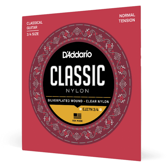 D'Addario 3/4 Student Nylon Fractional Classical Guitar Strings – Normal Tension