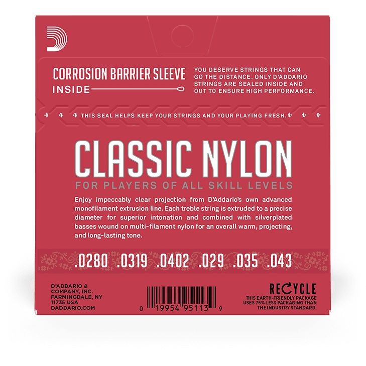 D'Addario 4/4 Student Nylon Classical Guitar Strings – Normal Tension