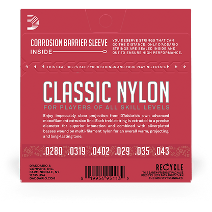 D'Addario 4/4 Student Nylon Classical Guitar Strings – Normal Tension
