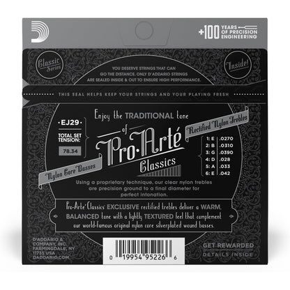 D'Addario EJ29 Classics Rectified Classical Guitar Strings, Moderate Tension