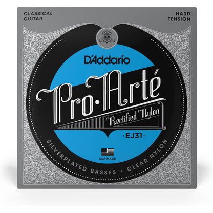 D'Addario EJ31 Classics Rectified Classical Guitar Strings, Hard Tension