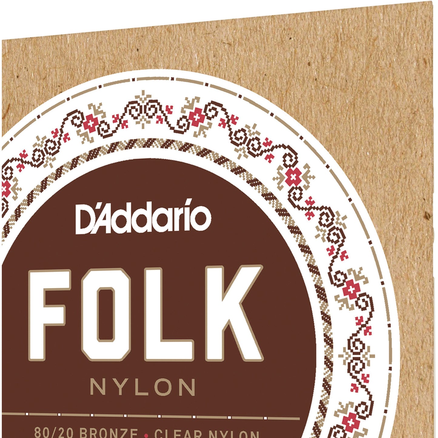 D'Addario EJ33 Folk Nylon Guitar Strings, Ball End, 80/20 Bronze/Clear Nylon Trebles