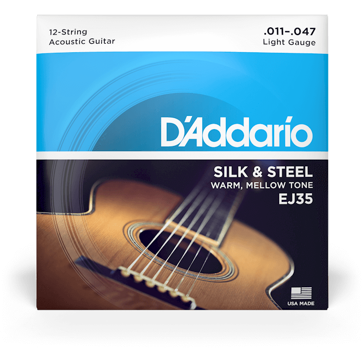 D'Addario Silk & Steel Folk Guitar Strings – 12 String – Light – 11-47