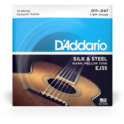 D'Addario Silk & Steel Folk Guitar Strings – 12 String – Light – 11-47