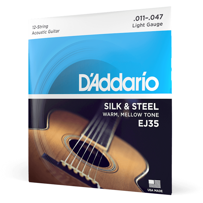 D'Addario Silk & Steel Folk Guitar Strings – 12 String – Light – 11-47