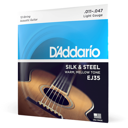 D'Addario Silk & Steel Folk Guitar Strings – 12 String – Light – 11-47