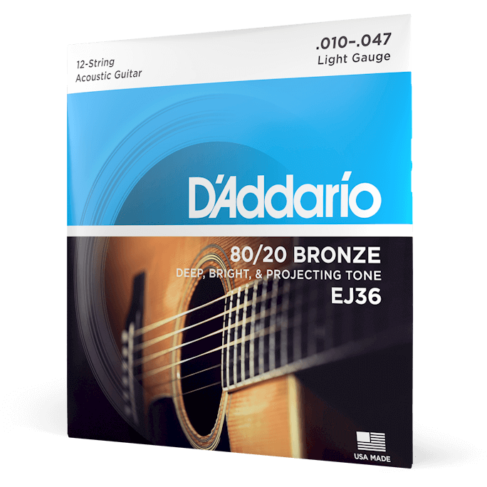 D'Addario 80/20 Bronze Acoustic Guitar Strings – 12 String – 10-47