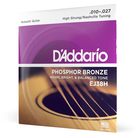 D'Addario Phosphor Bronze Acoustic Guitar Strings – High Strung/Nashville Tuning – 10-27