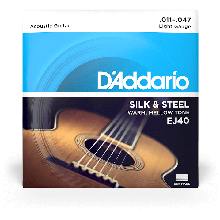 D'Addario Silk & Steel Folk Acoustic Guitar Strings – Light – 11-47