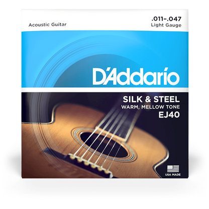 D'Addario Silk & Steel Folk Acoustic Guitar Strings – Light – 11-47