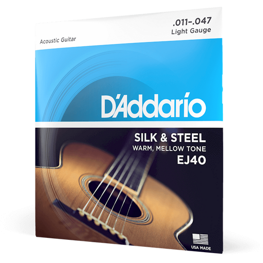 D'Addario Silk & Steel Folk Acoustic Guitar Strings – Light – 11-47