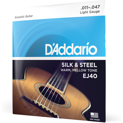 D'Addario EJ40 Silk & Steel Folk Guitar Strings, 11-47