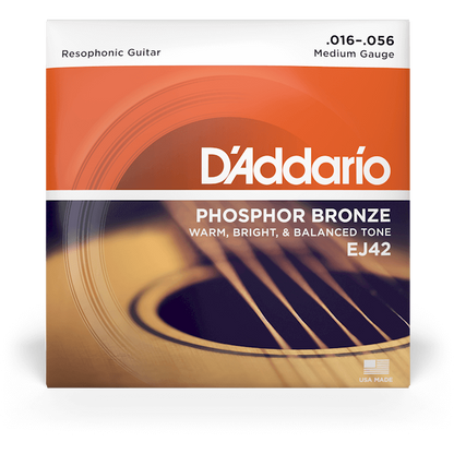 D'Addario Phosphor Bronze Resophonic Guitar Strings – 16-56