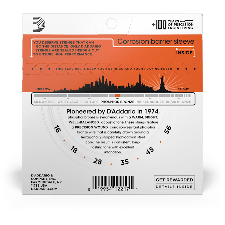 D'Addario Phosphor Bronze Resophonic Guitar Strings – 16-56