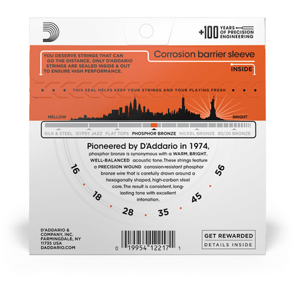 D'Addario Phosphor Bronze Resophonic Guitar Strings – 16-56
