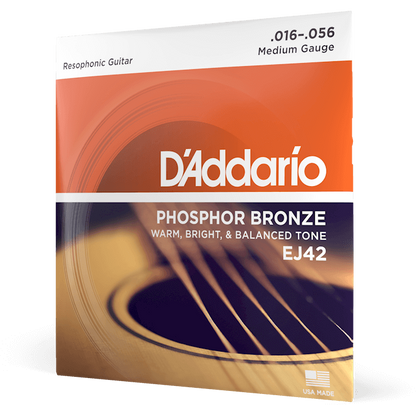 D'Addario Phosphor Bronze Resophonic Guitar Strings – 16-56