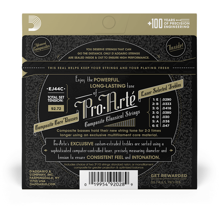D'Addario Pro-Arte Composite Classical Guitar Strings – Extra Hard Tension
