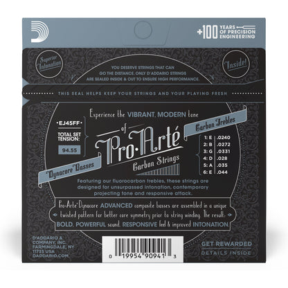 D'Addario EJ45FF Pro-Arté Carbon Classical Guitar Strings, Dynacore Basses, Normal Tension