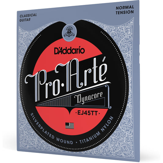 D'Addario EJ45TT ProArte Dynacore Classical Guitar Strings, Titanium Trebles, Normal Tension