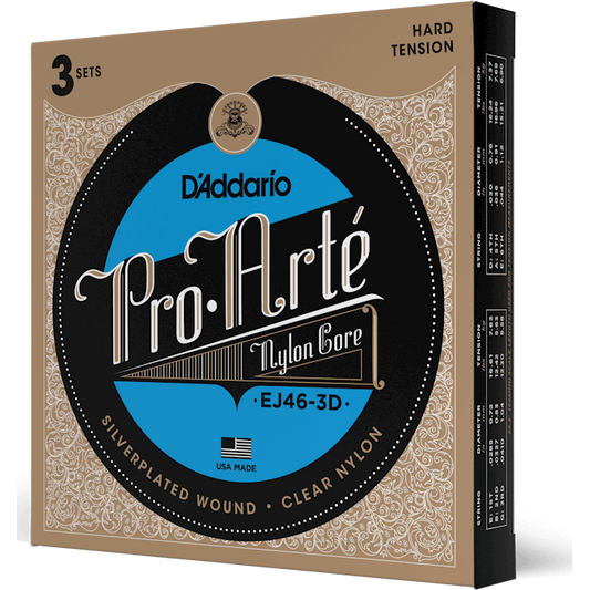 D'Addario Pro-Arte Nylon Classical Guitar Strings – Hard Tension (3 Pack)