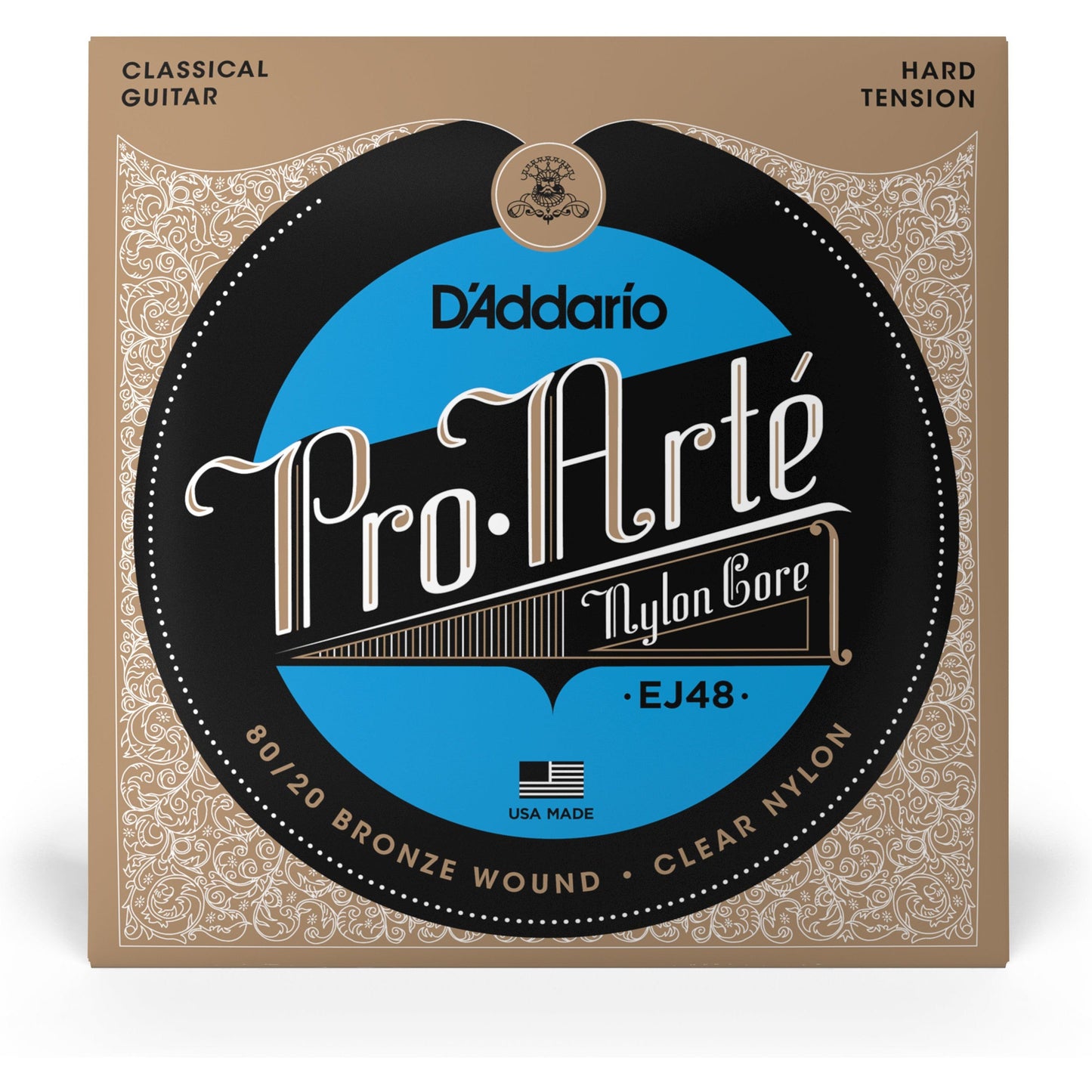 D'Addario EJ48 80/20 Bronze Pro-Arte Nylon Classical Guitar Strings, Hard Tension