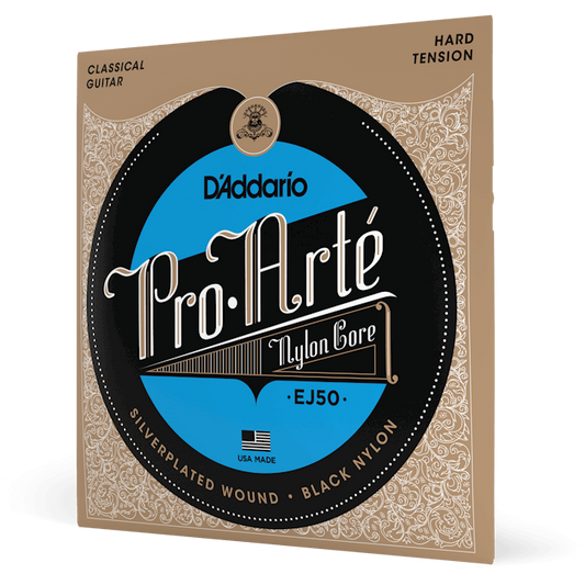 D'Addario Pro-Arte Black Nylon Classical Guitar Strings – Hard Tension