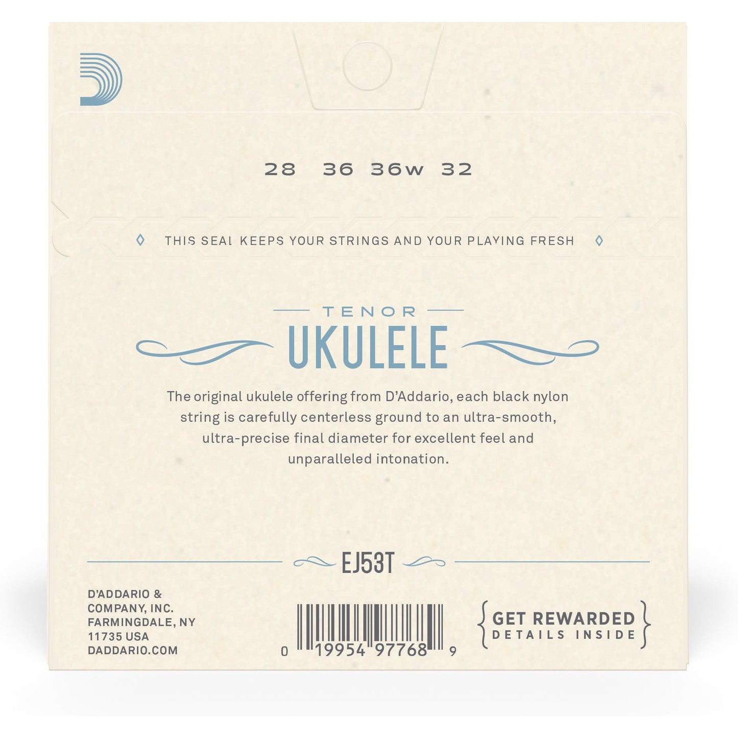 D'Addario EJ53T Pro-Arté Rectified Ukulele Strings, Tenor Ukulele/Hawaiian