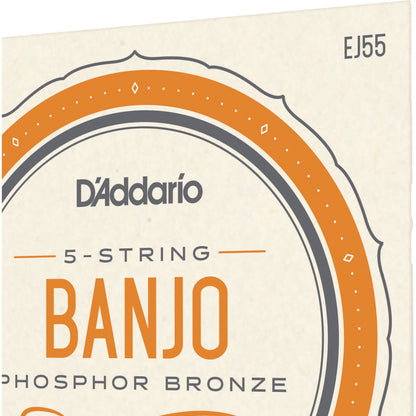 D'Addario EJ55 5-String Banjo Strings, Phosphor Bronze, Medium, 10-23