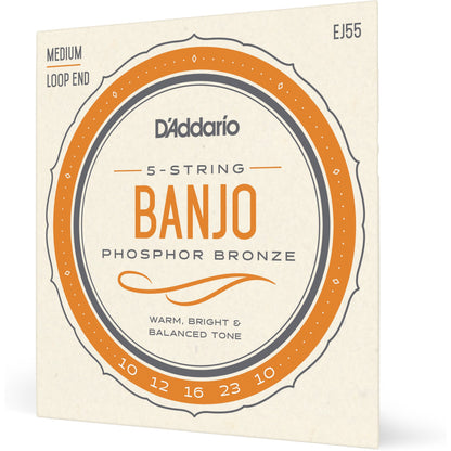 D'Addario EJ55 5-String Banjo Strings, Phosphor Bronze, Medium, 10-23