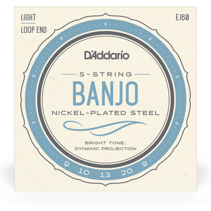 D'Addario EJ60 5-String Banjo Strings, Nickel, Light, 9-20