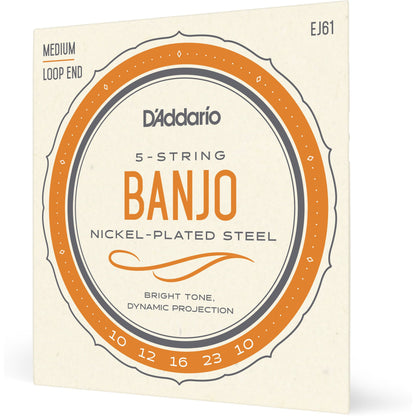 D'Addario EJ61 5-String Banjo Strings, Nickel, Medium 10-23